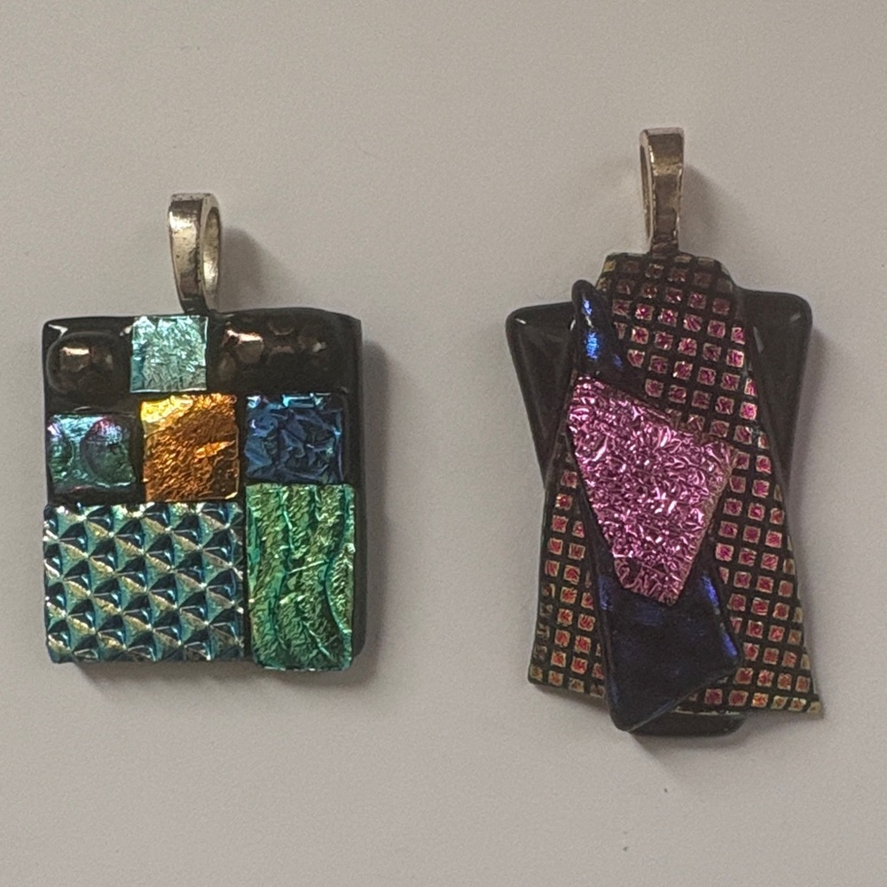 Handmade Glass Pendant Lot - Multicolor Artistic Teardrops & Abstract Shapes - Picture 2 of 9